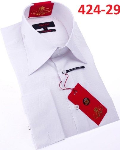 Axxess White Cotton Modern Fit Dress Shirt With French Cuff 424-29